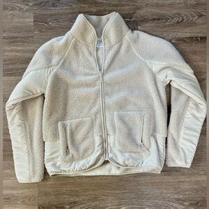 Cream Sherpa Zip-Up Jacket